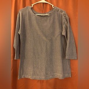 Christian Siriano Black and White Striped Quarter Sleeve Top Size Medium